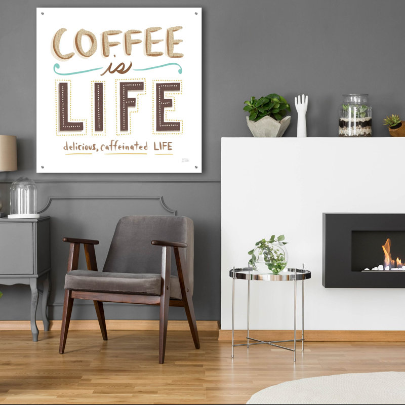 «Coffee Is Life 1» par Melissa Averinos, art mural en verre acrylique, H 36 po x l 36 po x P 0,2 po