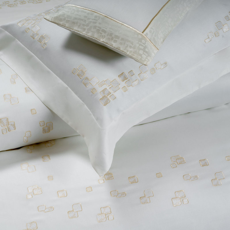 Matera Embroidery 600-Thread Count Cotton Long-Fiber Pillowcase, Euro Pillow Shams