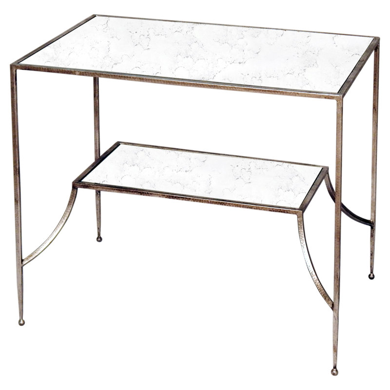 Table de bout avec rangement Lyon, Feuille d'argent