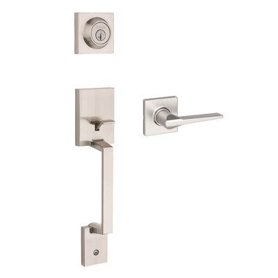 Weiser Amador Entry Handleset And Hollis Interior Lever With Smartkey Technology- Satin Nickel