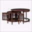 Table basse vintage rétro avec six portes décoratives en forme de bambou et pieds rétro perlés