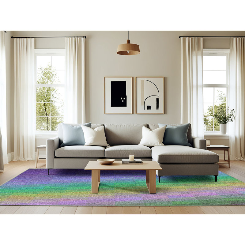 Tapis mauve à motif géométrique Kinyon, Rectangle 6 pi x 9 pi