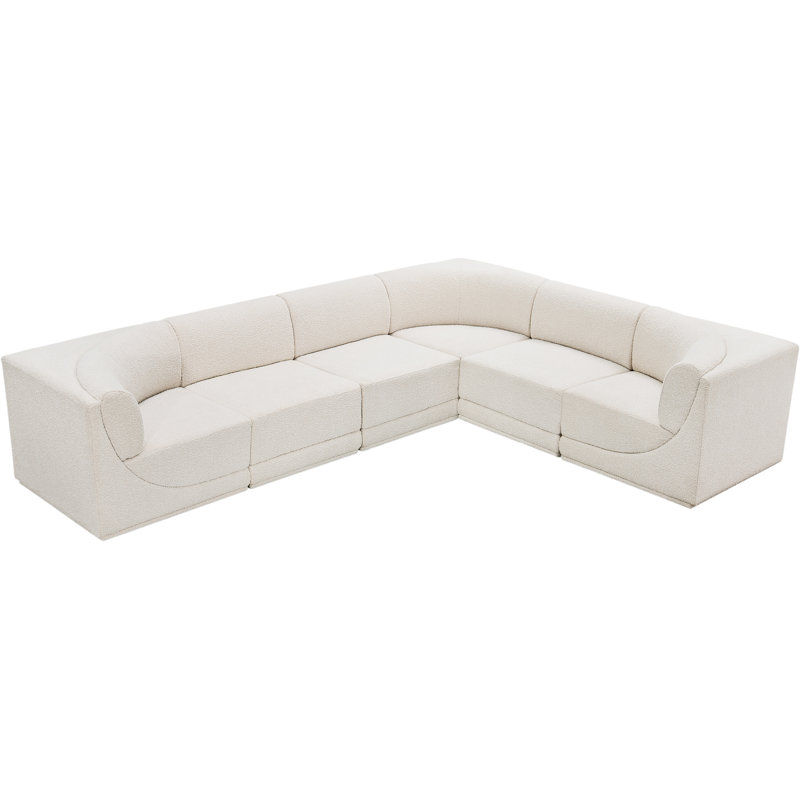 Canapé modulaire rembourré 6 pièces Ollie, Tissu crème bouclé