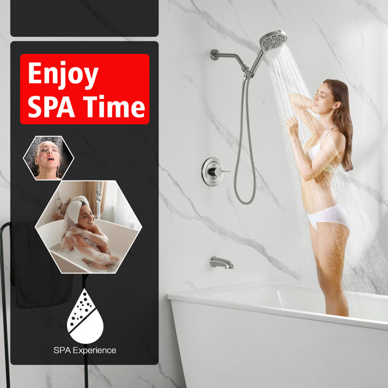 SUMERAIN Tub and Shower Trim Kit with Filtered Handheld Shower Head-Softening VC, 6 Settings Spray Modes Shower Faucet