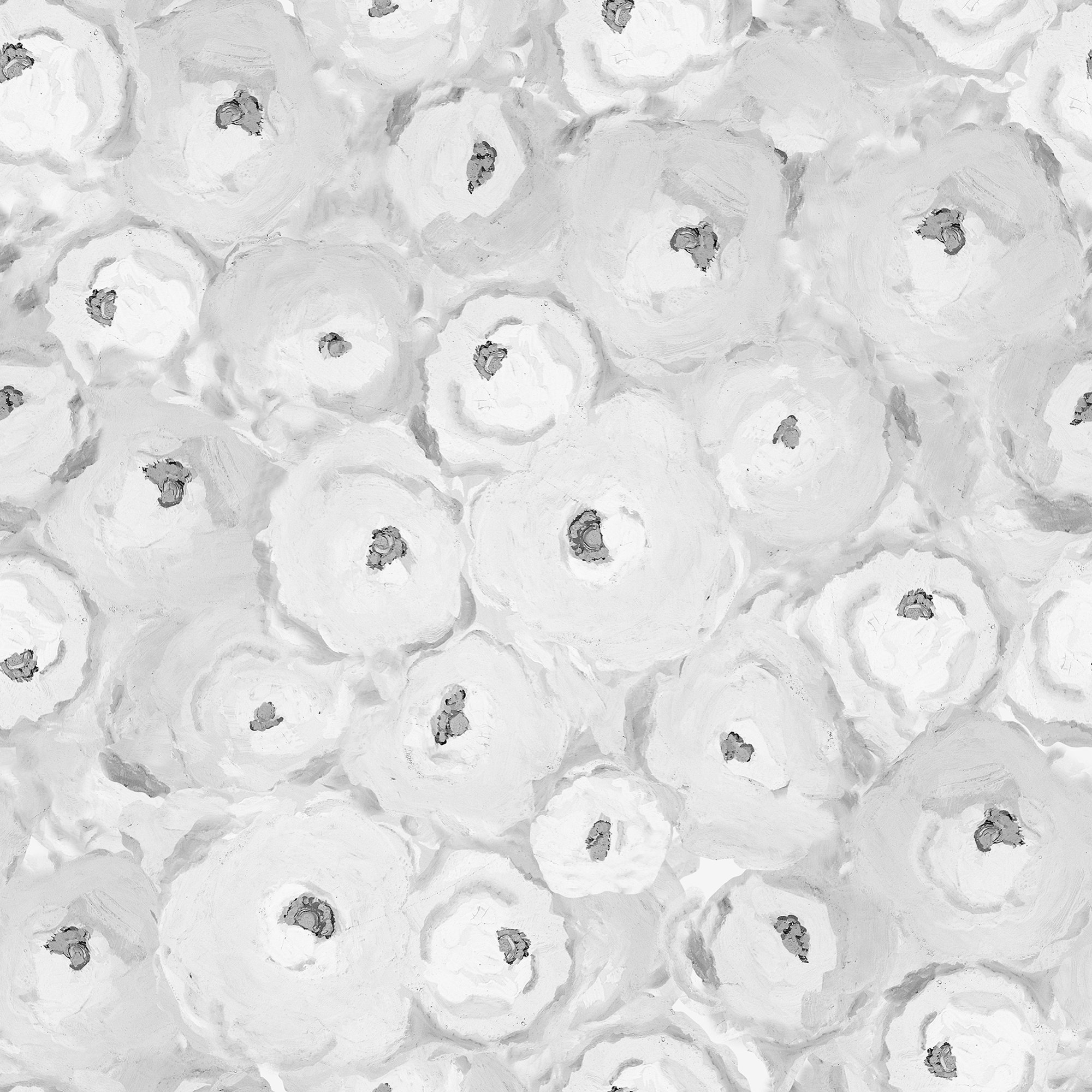 Yuki Osada Floral Wallpaper, Gray
