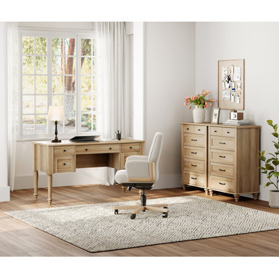 Ensemble de bureau 3 pièces, bureau de direction 56 po, ensemble de 2 grandes commodes avec tiroirs
