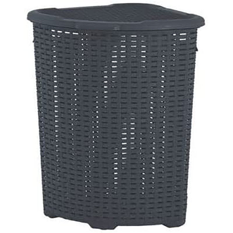 Wicker Laundry Hamper, Onyx Gray