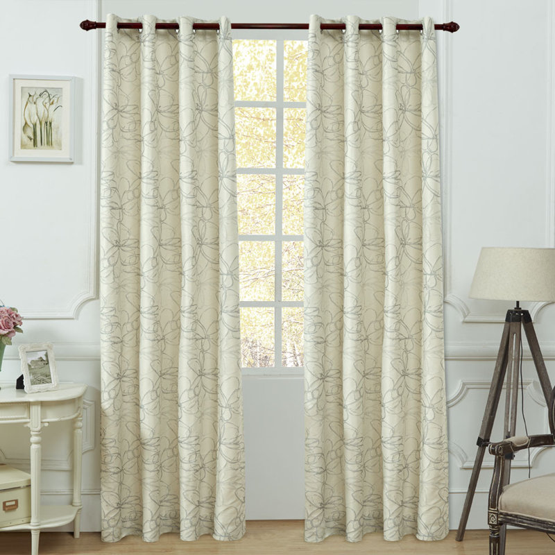 Panneau de rideau simple à oeillets floral Kenbridge, Fumée