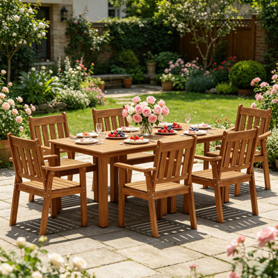 Ensemble de salle à manger d'extérieur 8 pièces toutes saisons avec mobilier d'extérieur avec cadre en aluminium Ensemble de salle à manger d'extérieur moderne pour 6 personnes pour cour arrière / porche / terrasse, 2 tables et 6 chaises