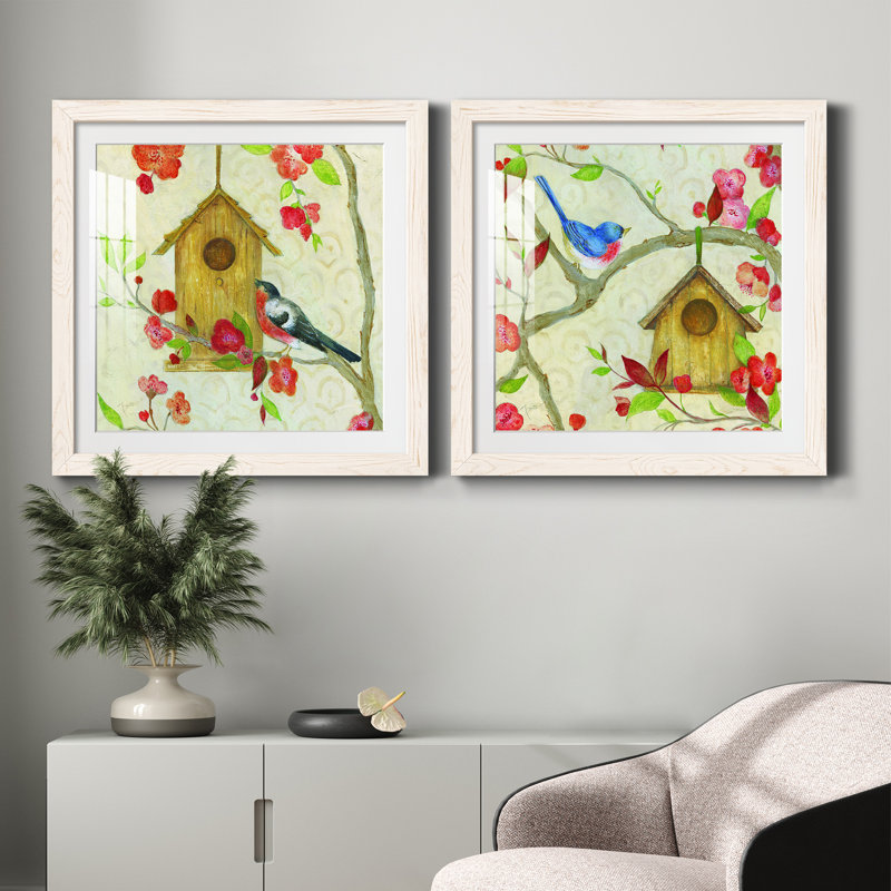 Voisinage I - Ensemble de 2 peintures, Papier encadré blanc, H 31,5 po x l 63 po x P 1,5 po