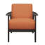 Chaise d'appoint recouverte de tissu orange, structure en bois massif gris antique, assise de salon rembourrée, bois, finition grise, chaise-1911226976