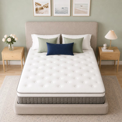 10" Medium Firm Pillow Top Hybrid Mattress with Gel Memory Foam and Pocket Springs, Motion Isolation, Pressure Relief, CertiPUR-US & OEKO-TEX Certified