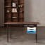 Bureau d'écriture en stratifié bleu et placage de noyer naturel avec pieds en acier inoxydable noir, 71 pouces, style Mid-Century