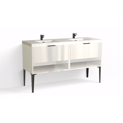 Modo 60" W Freestanding Double Bathroom Vanity with Dean Leg