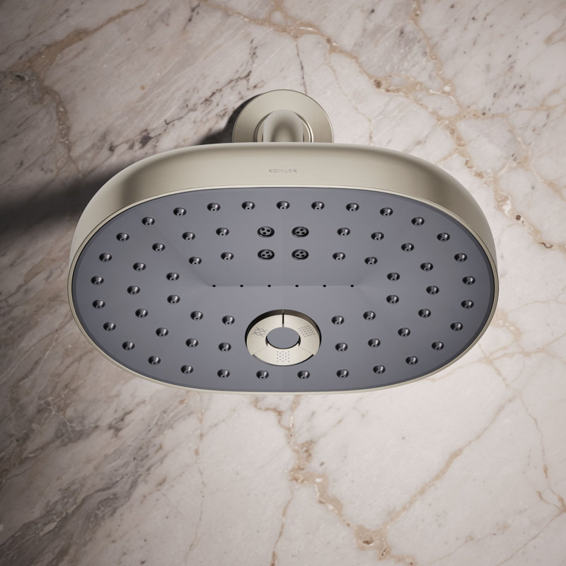 Statement™ Oval Multifunction Showerhead with Katalyst Air-Induction Technology, Vibrant  Brushed Nickel