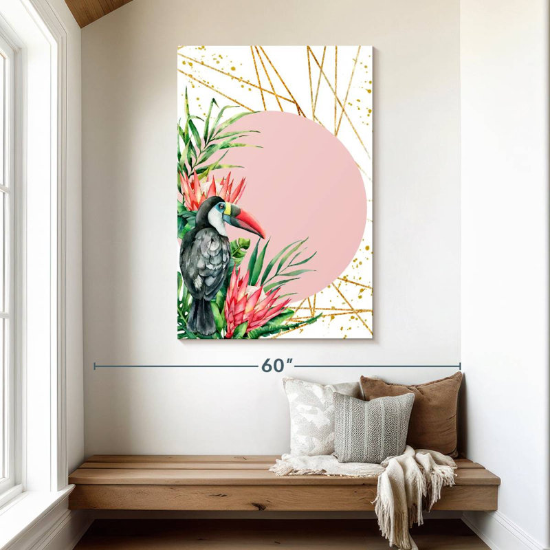 Tropical Red Beak Toucan, 48" H x 32" W