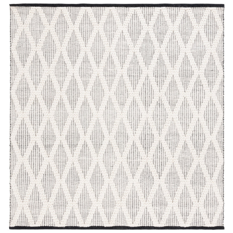 Javone Hand Woven Wool Geometric Rug, Square 6'