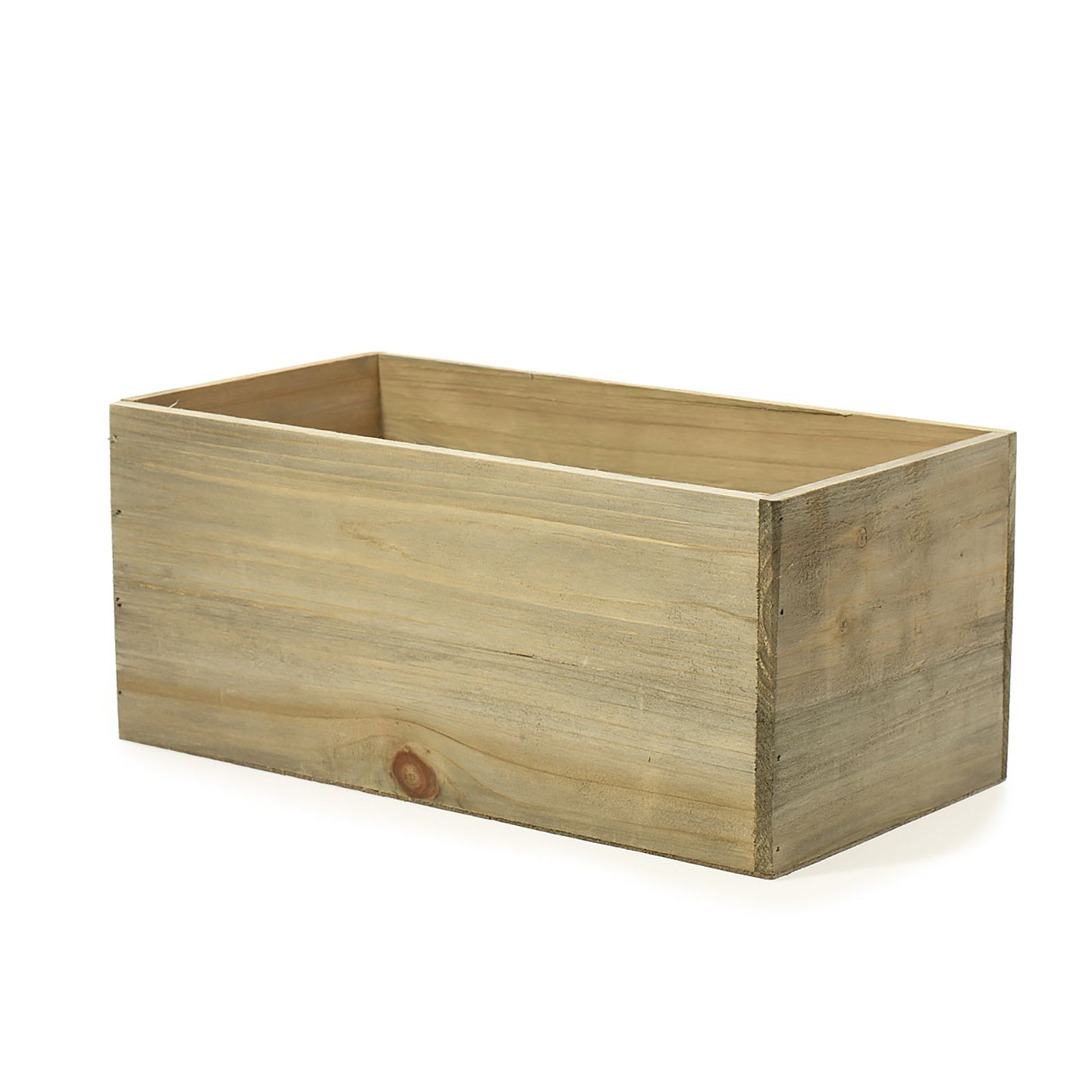 Tariah Handmade Wood Planter Box, Brown, 7" H x 13.5" W x 6" D