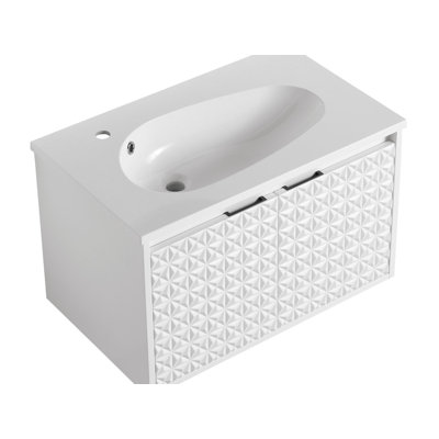 29.90'' Wall Mounted Single Bathroom Vanity with Ceramic Top