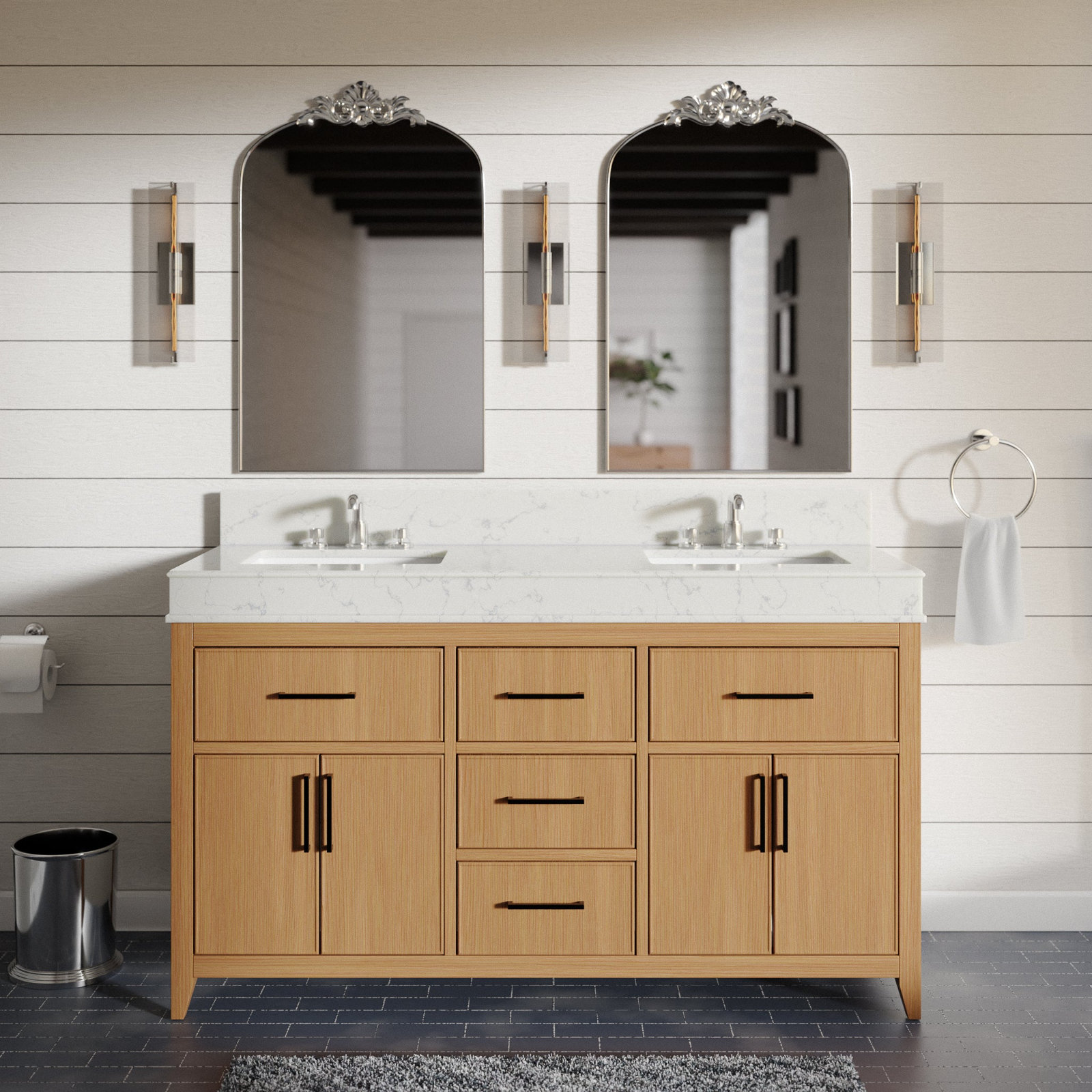Bayla 60'' Double Bathroom Vanity, Blonde
