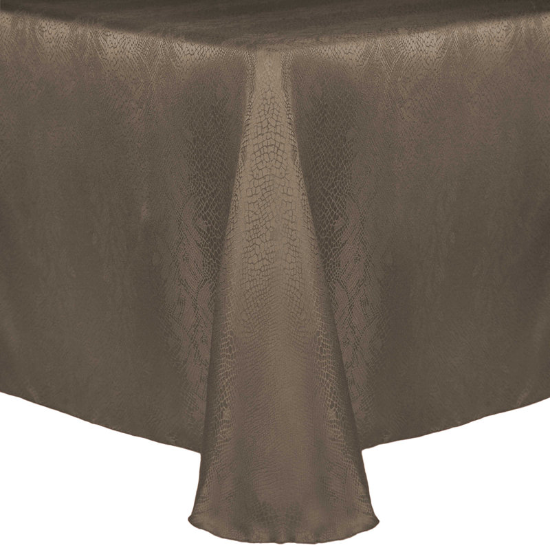 Jahliah Modern Damask Kenya Tablecloth Sand Beige, 72" W x 120" L Oval, 3