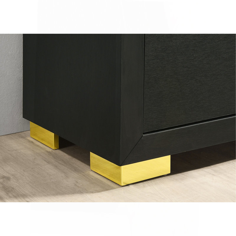Ensemble de chambre à coucher de style contemporain avec grand lit 3 pièces et 2 tables de chevet avec pieds en bois noir