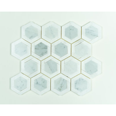 CARRARA WHITE & LIGHT GREY HEXAGON MOSAIC (10 TILES PER BOX)
