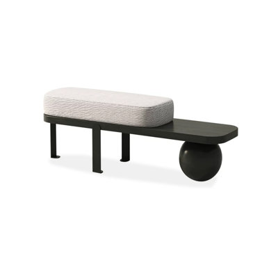 Banc rembourré en bois massif blanc
