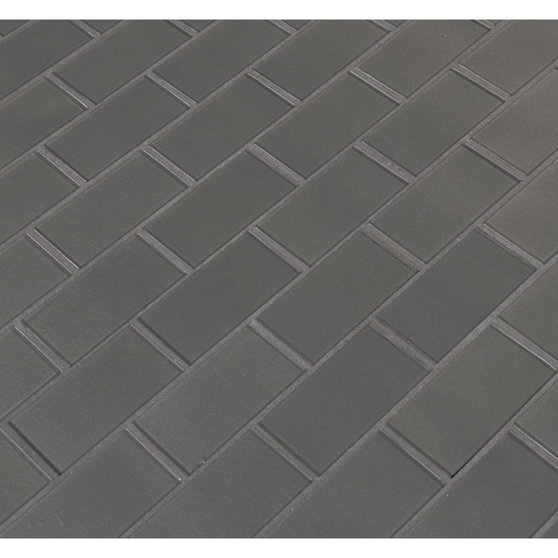 Subway 12 in. x 12 in. Glossy Glass Mosaic Wall Tile, Platinum Gray