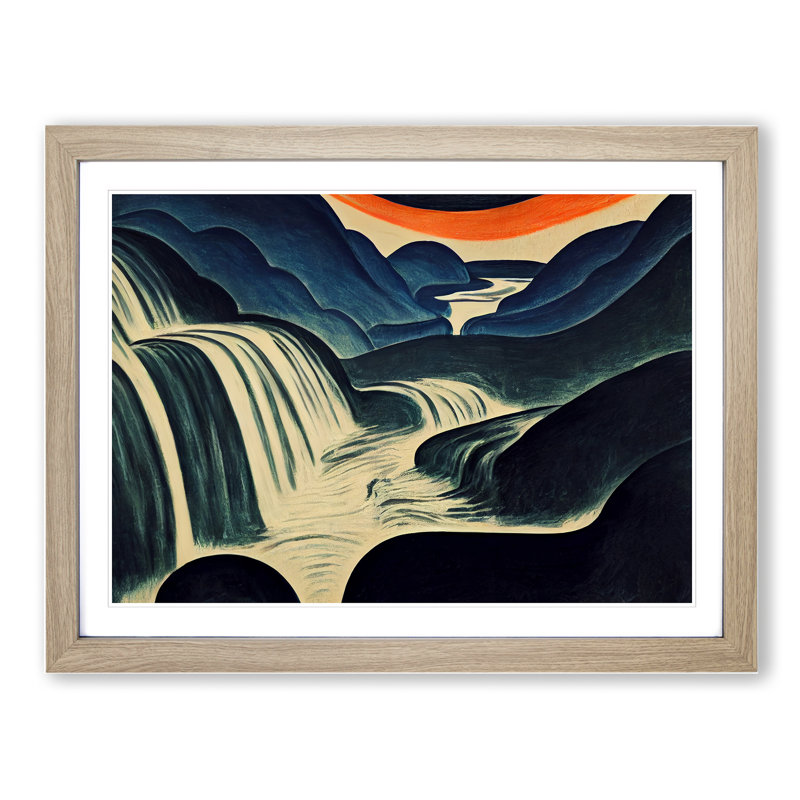 Dazzling Waterfall Abstract - Framed Print, 25cm H x 34cm W x 2cm D, Oak