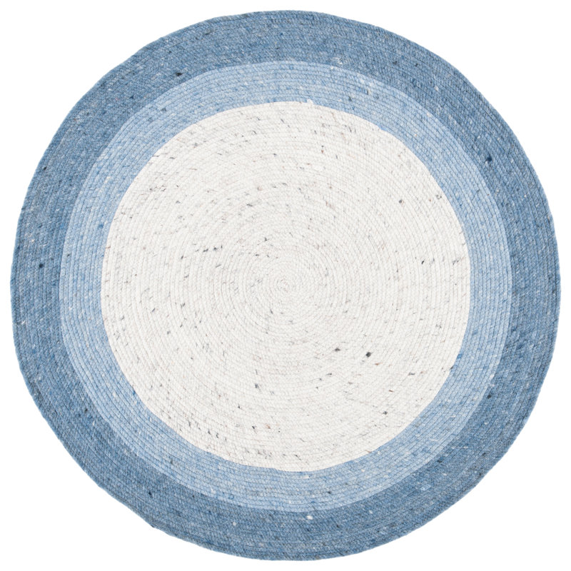 Nowlin Hand Woven Wool/Cotton Rug in Ivory, Round 5'