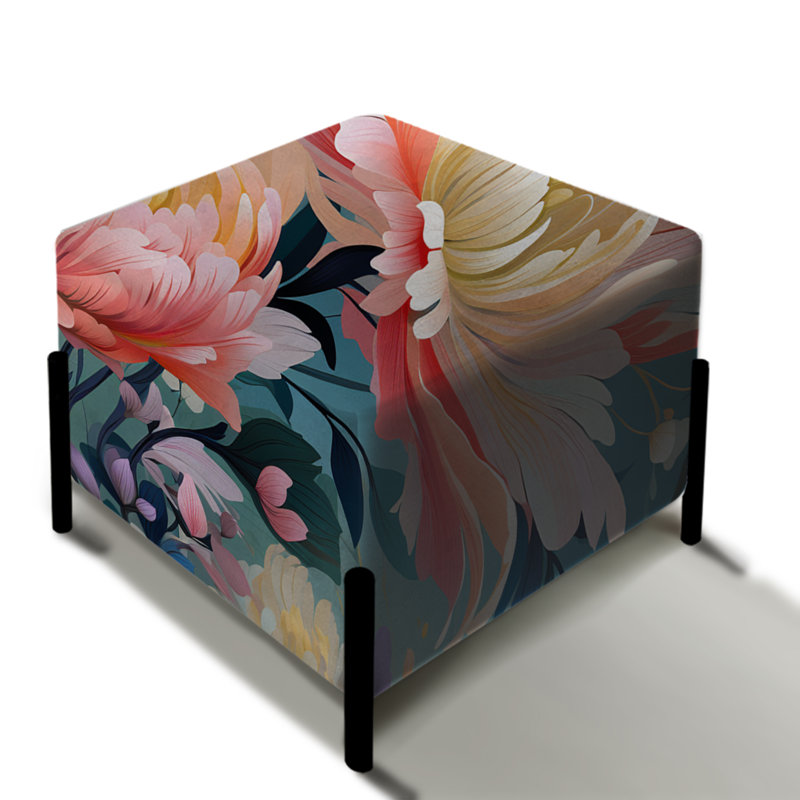 Repose-pieds floral rose Ikat Haven