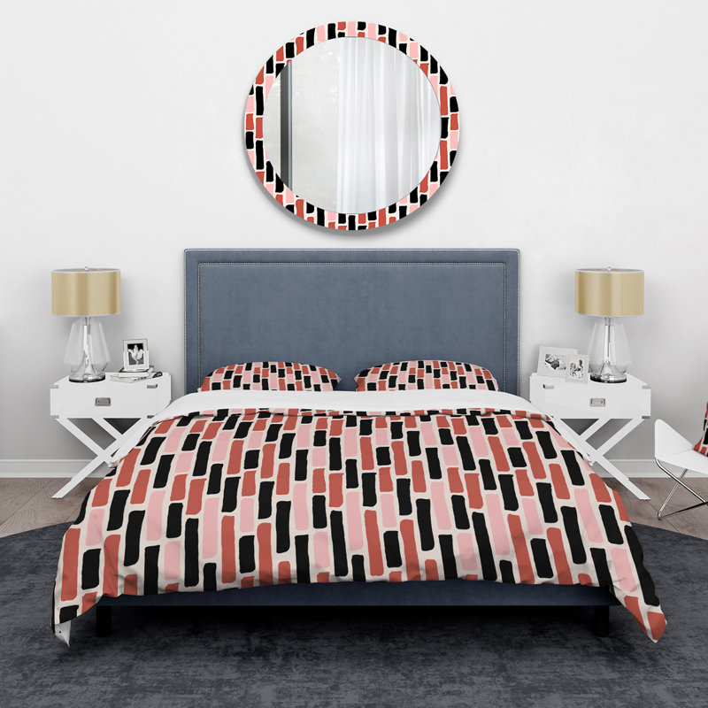 Polyester Geometric Shapes Duvet Cover, King Duvet Cover + 2 King Shams