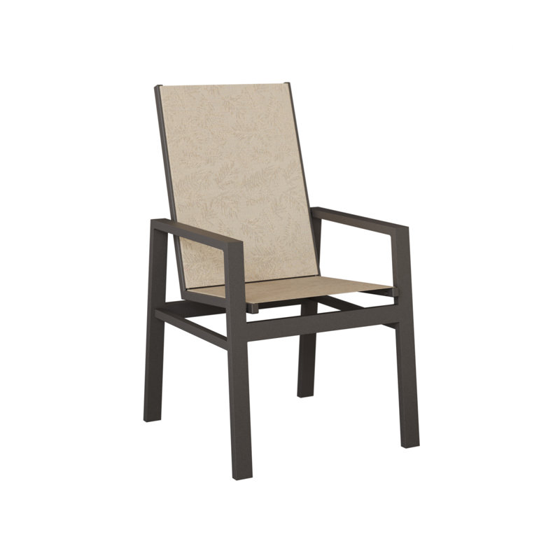 Chaise de salle à manger en aluminium à haut dossier Vida, Feuillage tropical, Graphite moucheté