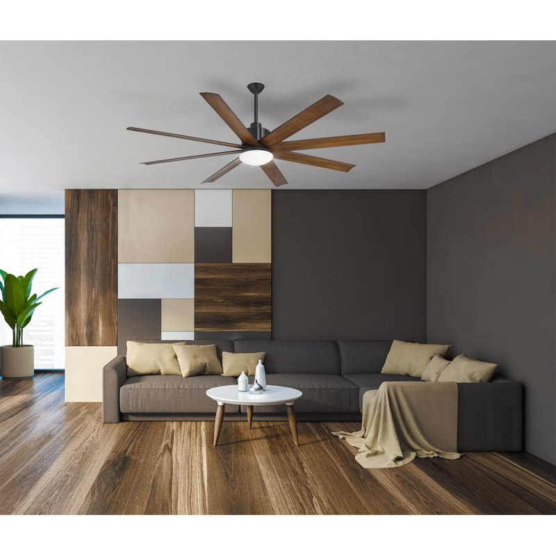 65" 8 - Blade Outdoor LED Standard Ceiling Fan with Remote Control and Light Kit Included