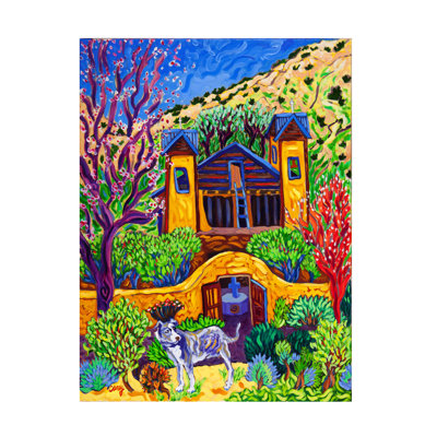 Wrapped Canvas Wall Art - Cathy Carey 'The Chimayo Greeter' Wall Art for Living Room, Bedroom, or Office Décor - 14x19