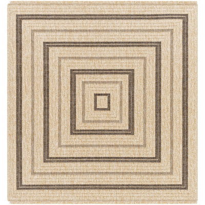 Tapis intérieur / extérieur beige / noir en polypropylène tissé à la machine Bejtush