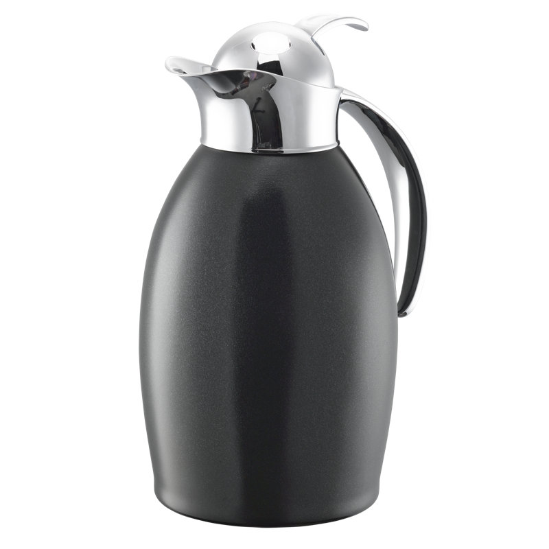 Desserte à bouton-poussoir en acier inoxydable, Noir radiant