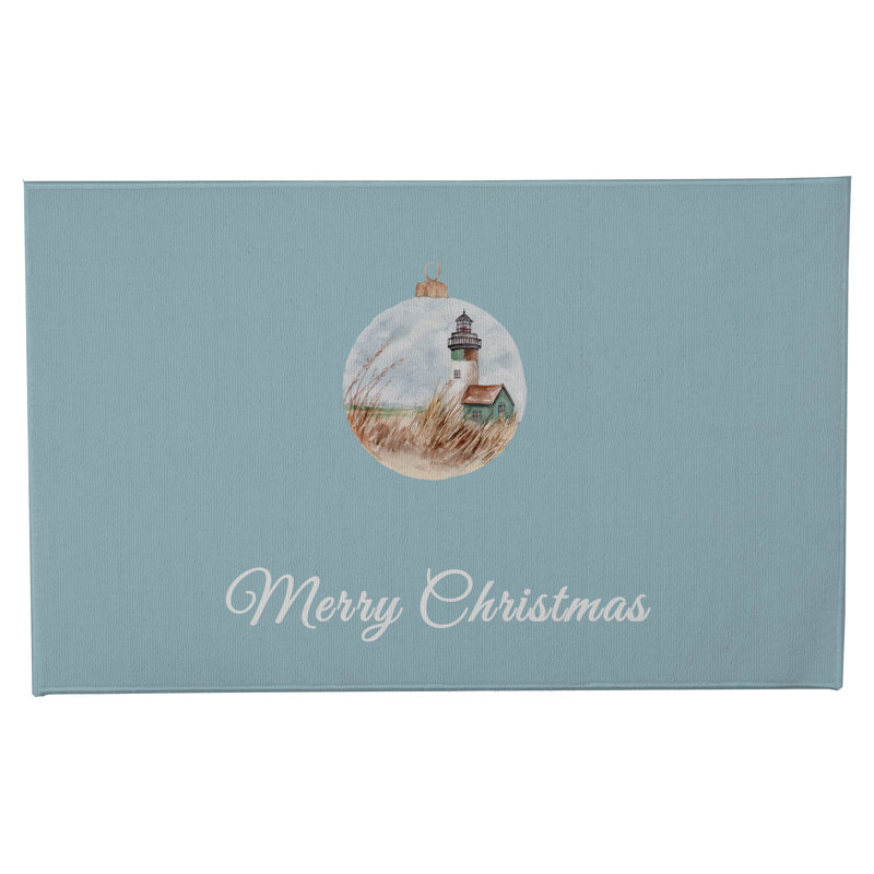 Paillasson Merry Christmas, L 21 po x L 34 po, Bleu glacier