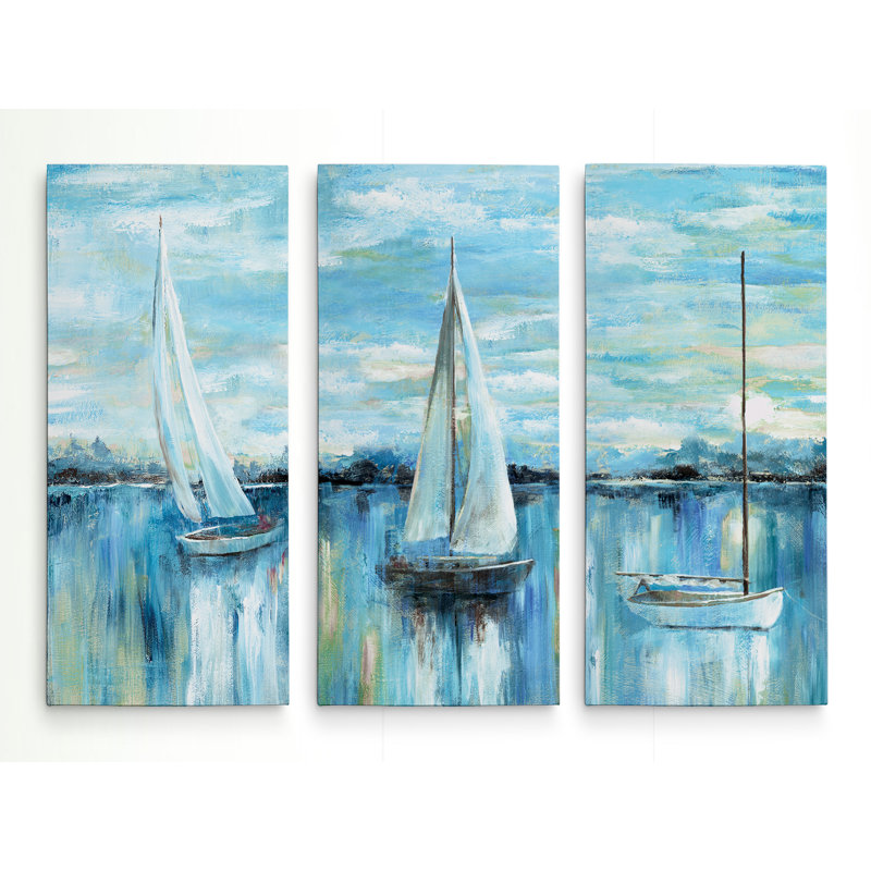 Soirée sur la baie, reproduction d’art sur toile tendue multi-pièces, H 40 po x l 60 po x P 1,5 po