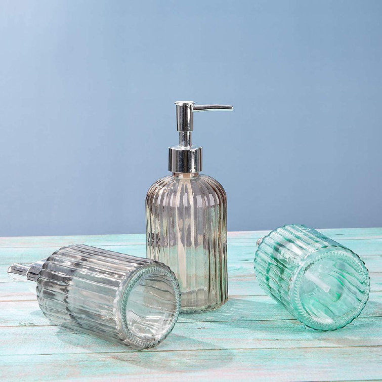 Pure Soap' Embossed Glass Soap Pump Dispenser, Clear