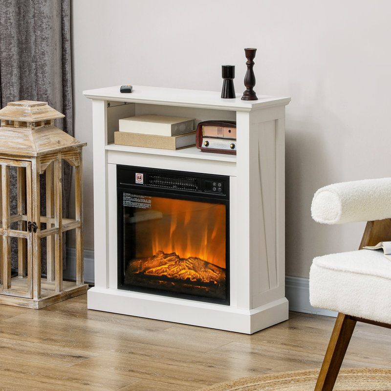 Foyer électrique 27 po - chauffage 1400 W, flamme blanche réaliste 3D, intensité réglable, télécommande, température 62 82, fonctionnement silencieux semblable au ventilateur pour une pièce de 1400 W, bûche et température, contrôlée,