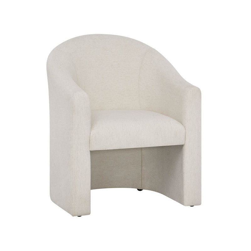 Modern Lumen 27" Wide Upholstered Barrel-Back Dining Chair with Casters