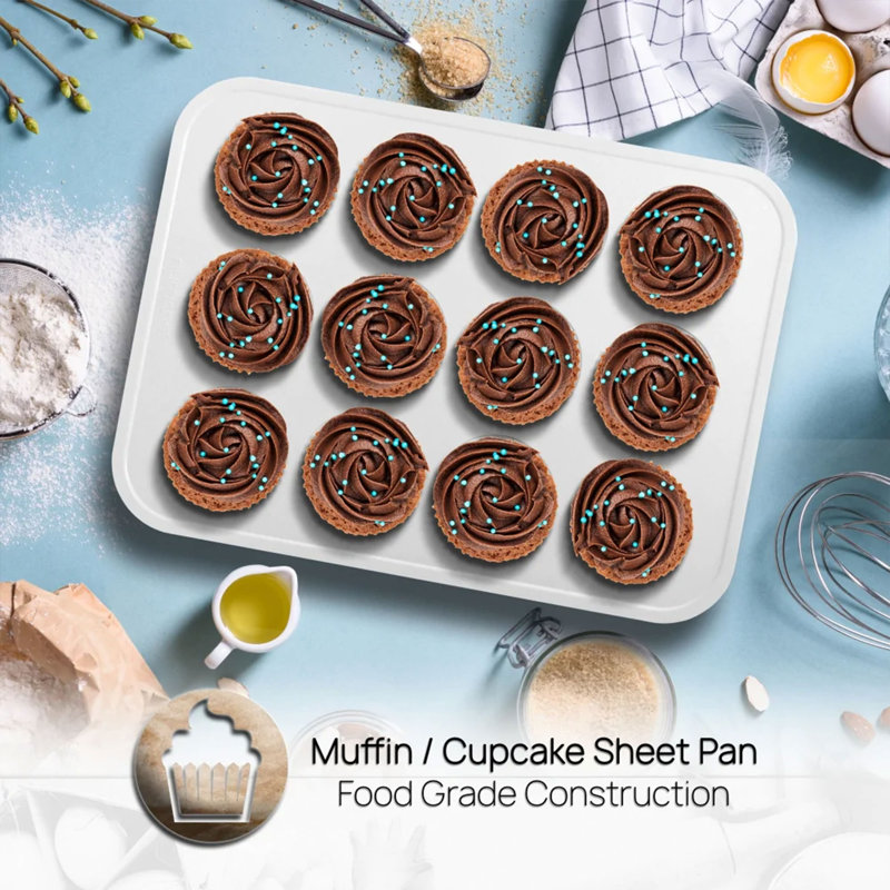 NutriChef 6-Piece Turquoise and White Ceramic Baking Pan Set