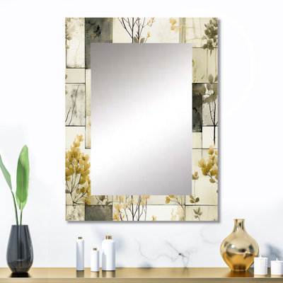 Green Cubic Botanical Dreams - Patchwork Mirror Wall Decor