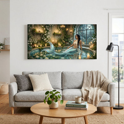 Mermaid Garden Canvas Wall Art Oil Painting Print Set Of 1