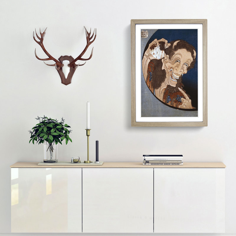 The Laughing Demon by Katsushika Hokusai - Picture Frame Painting Print, 65cm H x 48cm W x 2cm D, Oak Framed