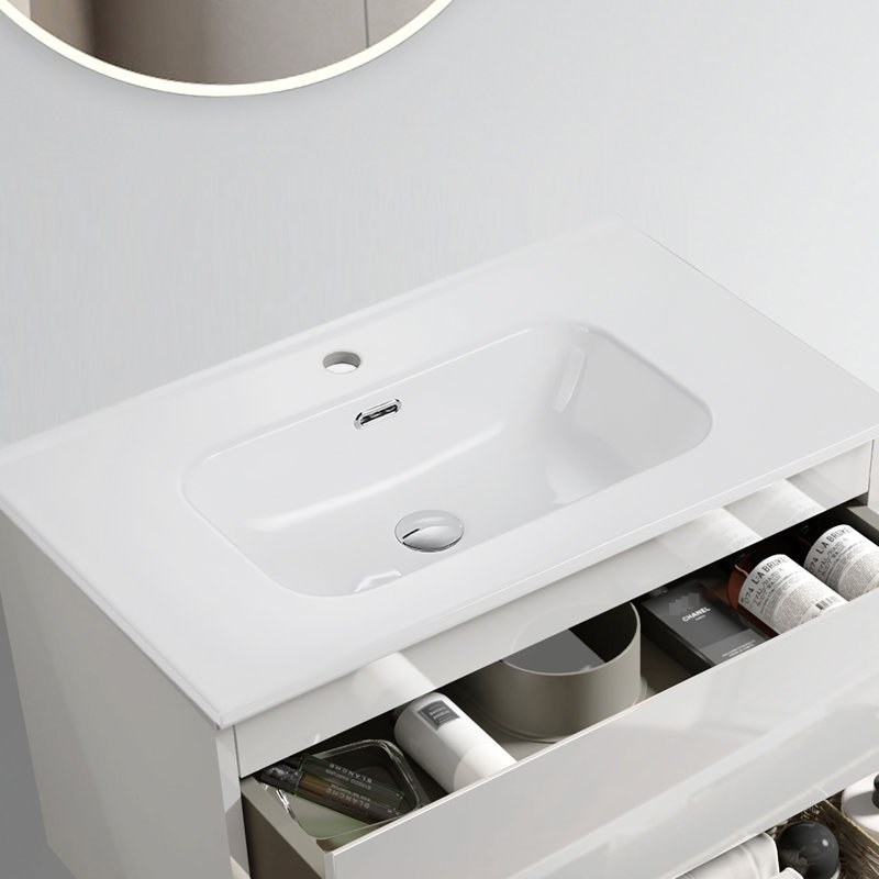 Lavabo intégré en céramique blanche Bb09-30-311, finition brillante, design contemporain et élégant, entretien simple, bord arrondi pour, profondeur de 29,71 po, largeur de 18,13 po, hauteur de 6,87 po, poids de 30,45 lb, hauteur élevée