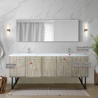 Ensemble de meuble-lavabo double L 80 po x P 20 po Lancy