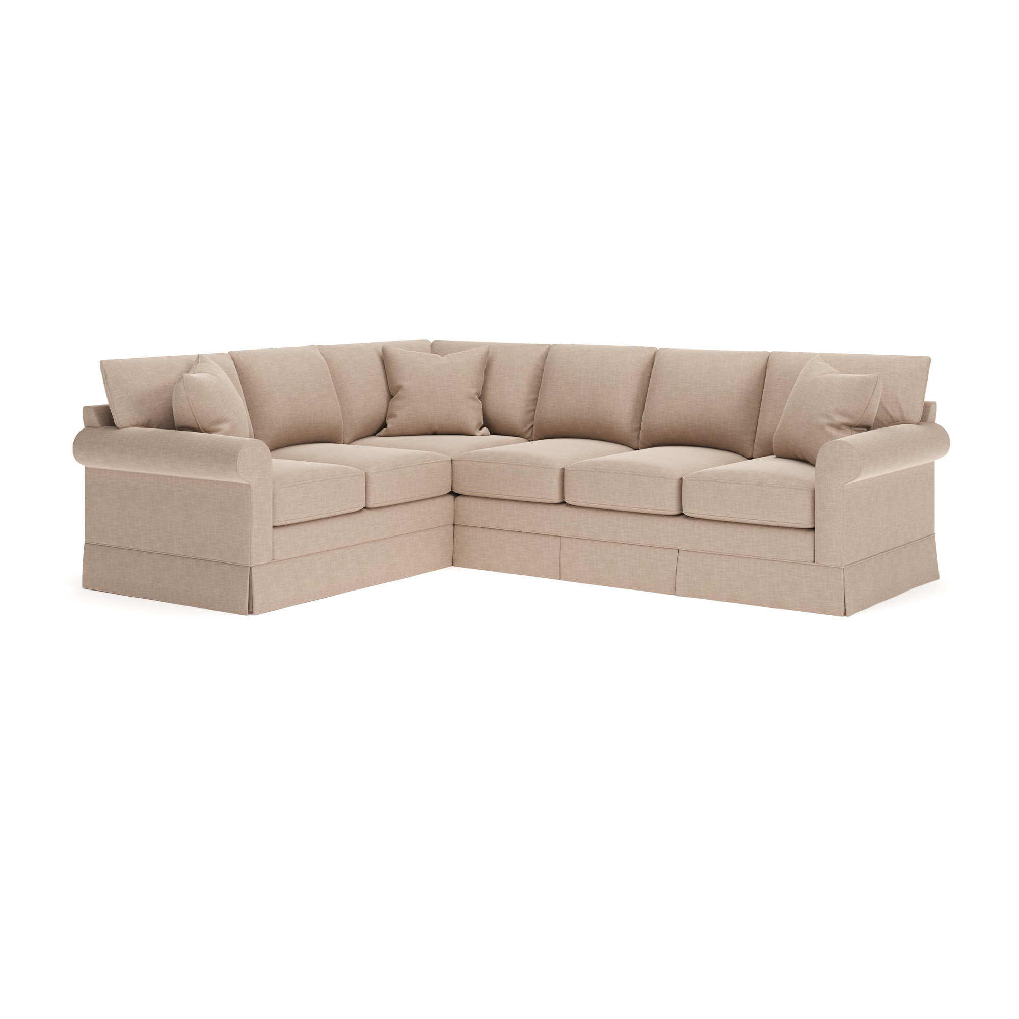 Friedman Upholstered L-Sectional, Conversation Linen Basketweave, Left Hand Facing